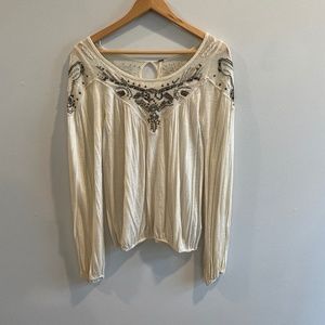 Free People Ivory Beaded Top